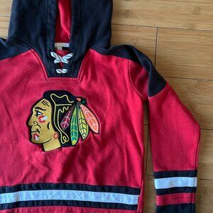 Chicago Blackhawks Jersey Hoodie Pullover Sweatshirt Lace Neck
